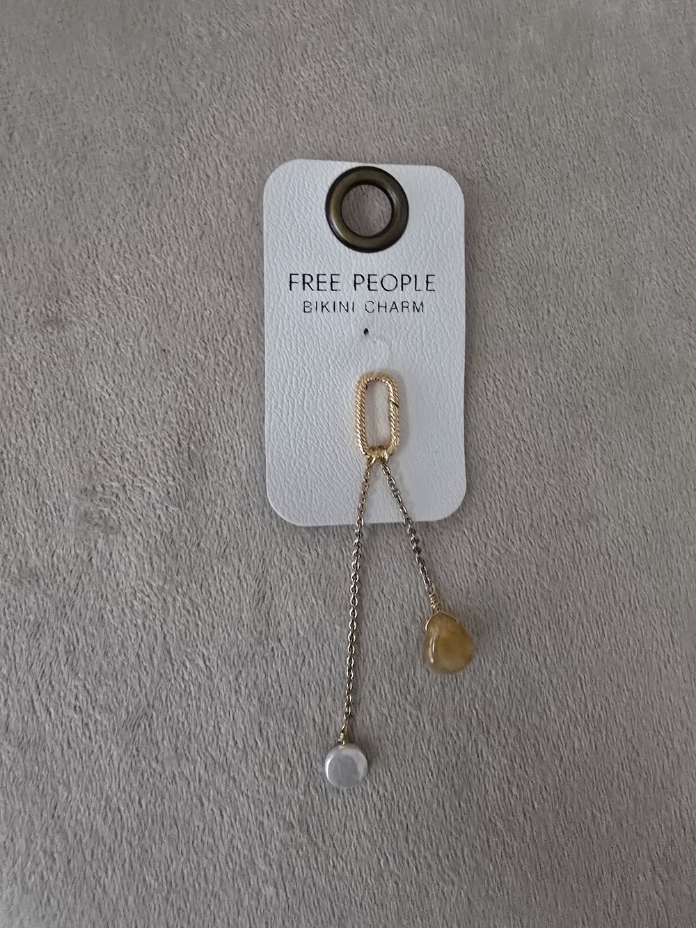 Free People Gold Charm with Pearl and Amber-Tone Drop